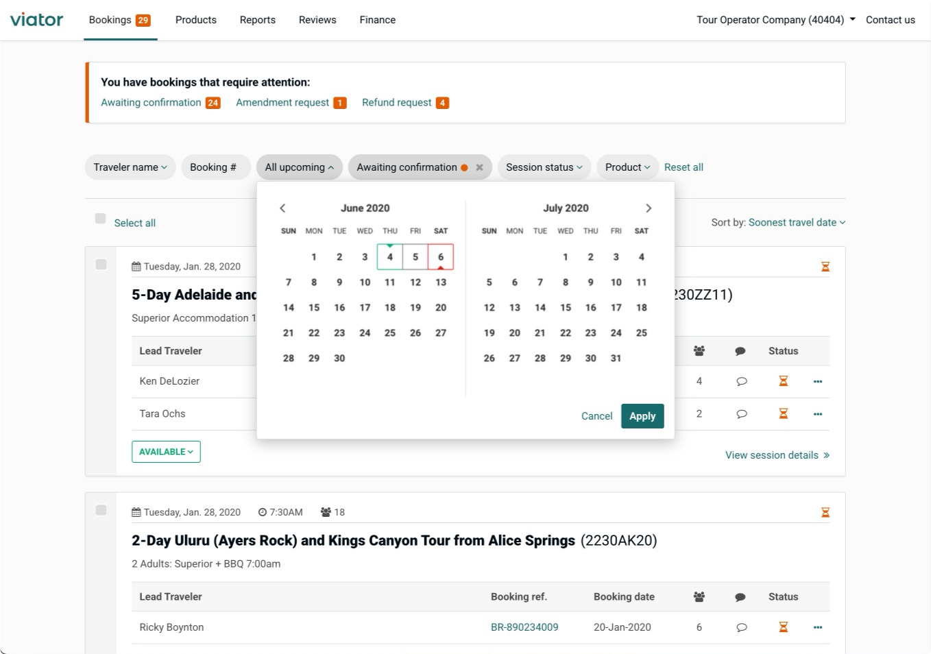 Viator bookings